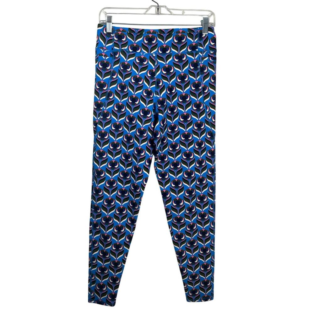 Boden High Waist Pocket Leggings Women Size 10 Blue Floral NWT Retro Ankle
